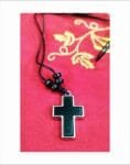 Wooden Cross Necklace with Leather Chain