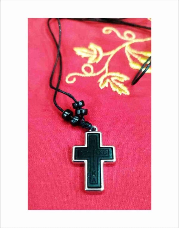 Wooden Cross Necklace with Leather Chain