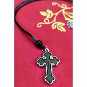 Wooden Cross Necklace with Leather Chain