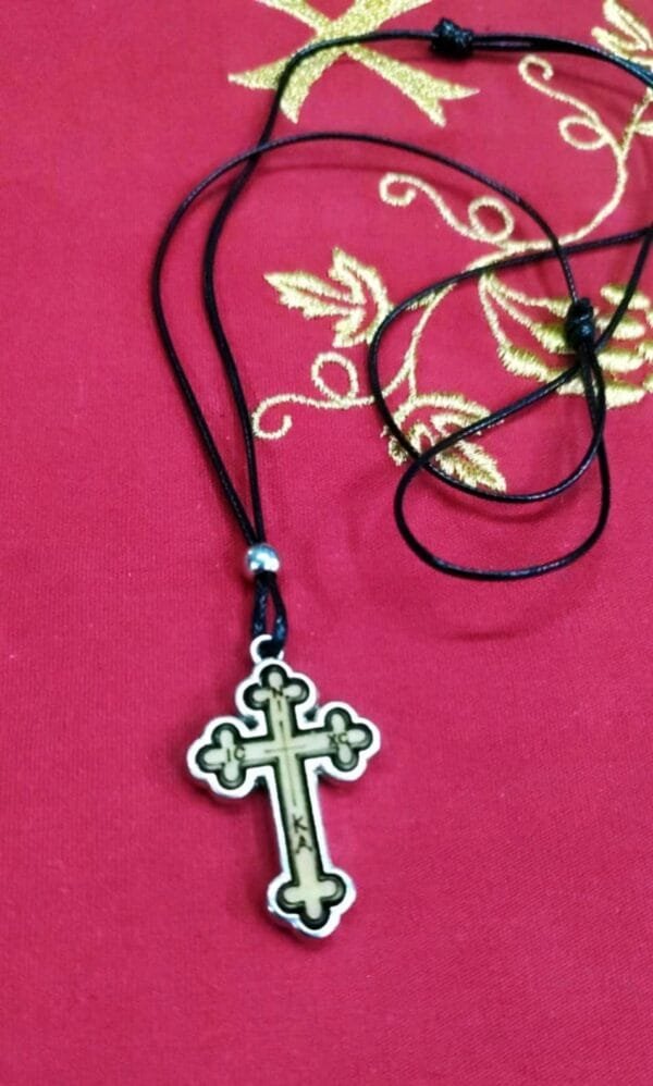 Wooden Metal Cross Necklace