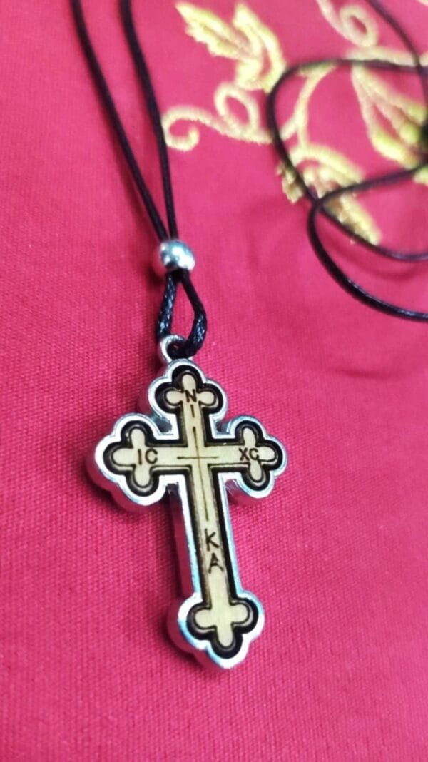 Wooden Metal Cross Necklace