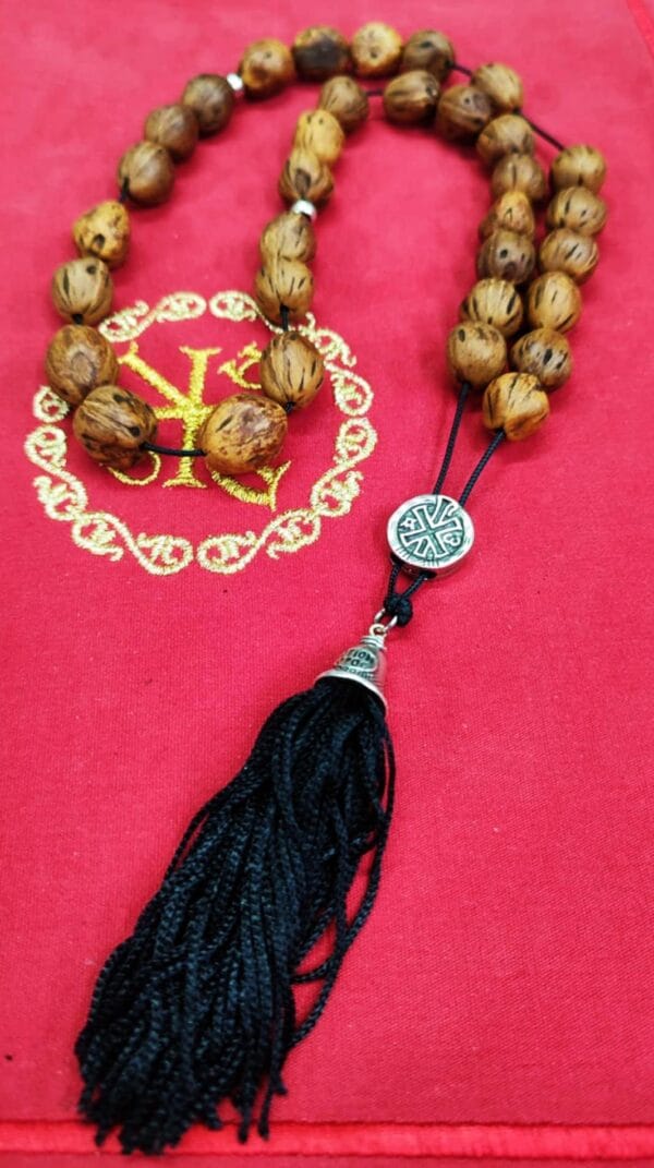 33 Brown Nutmeg Prayer Beads with Holy Myrrh – A Sacred Prayer Rope