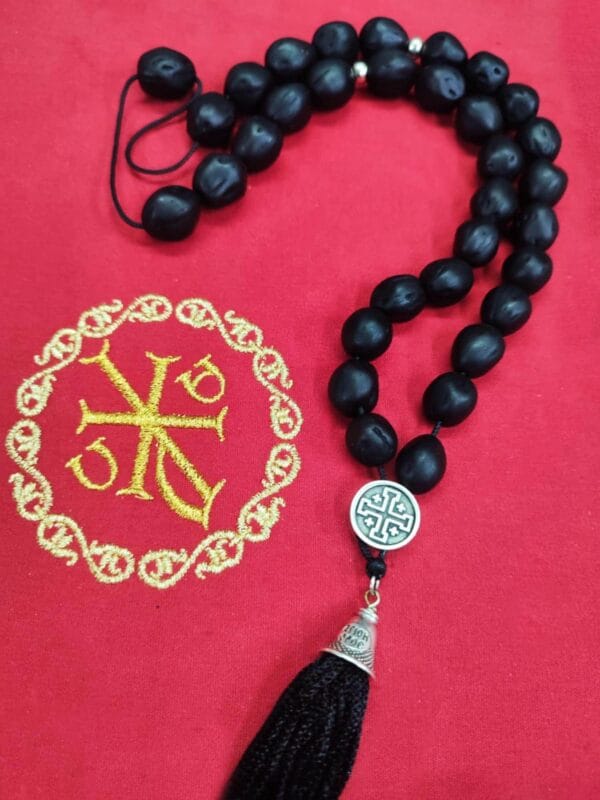 33 Black Nutmeg Prayer Beads with Holy Myrrh – A Sacred Prayer Rope